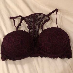 VS Pink Maroon Lace Bra